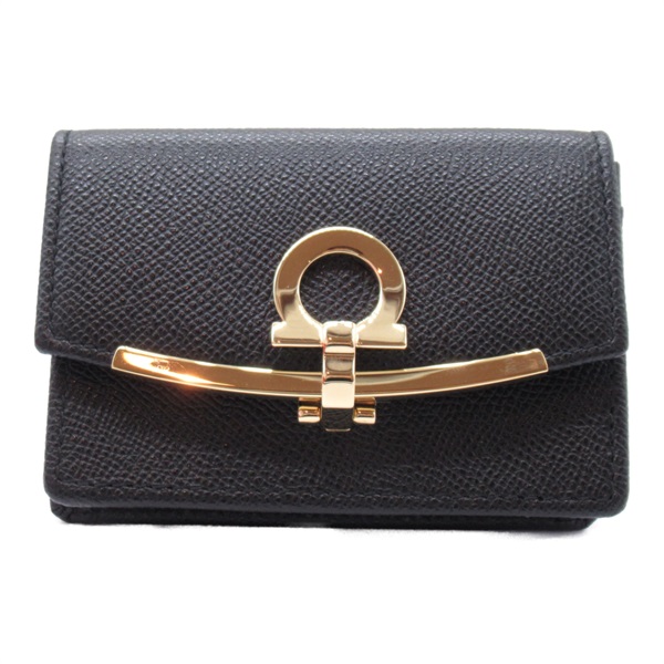 Salvatore Ferragamo Card Holder 22D198683350 leather Black Used unisex