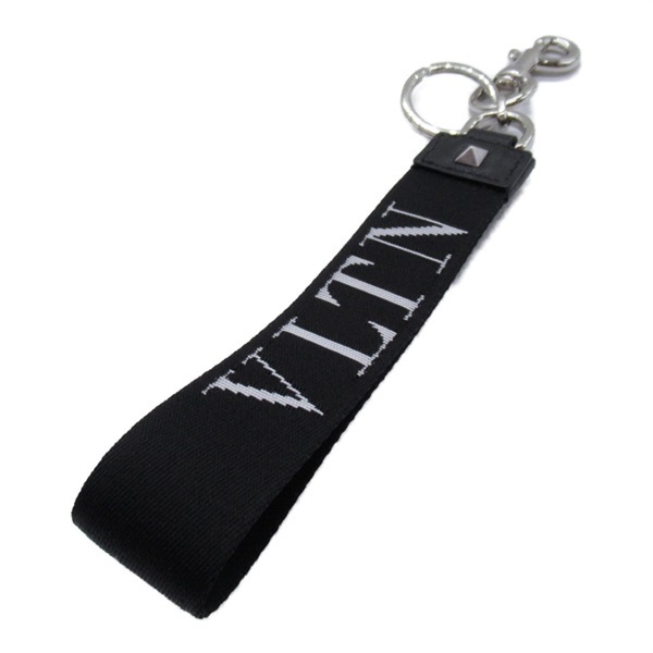 Valentino charm key ring holder WY2P0P99RUH0NO leather Fabric Black White N