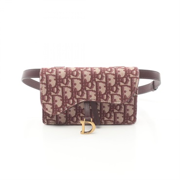 Dior Saddle Belt Pouch Oblique Jacquard Waist bag canvas leather Bordeaux Used