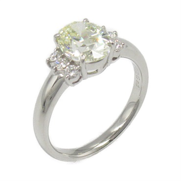 JEWELRY Diamond Ring Pt900 Platinum Clear Yellow Used US#8.25