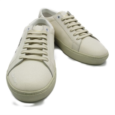 SAINT LAURENT sneakers 610648GUP10911336.5 cotton leather rubber cream #36 1/2
