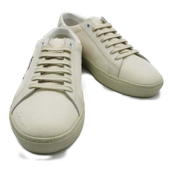 SAINT LAURENT sneakers 610648GUP10911336.5 cotton leather rubber cream #36 1/2