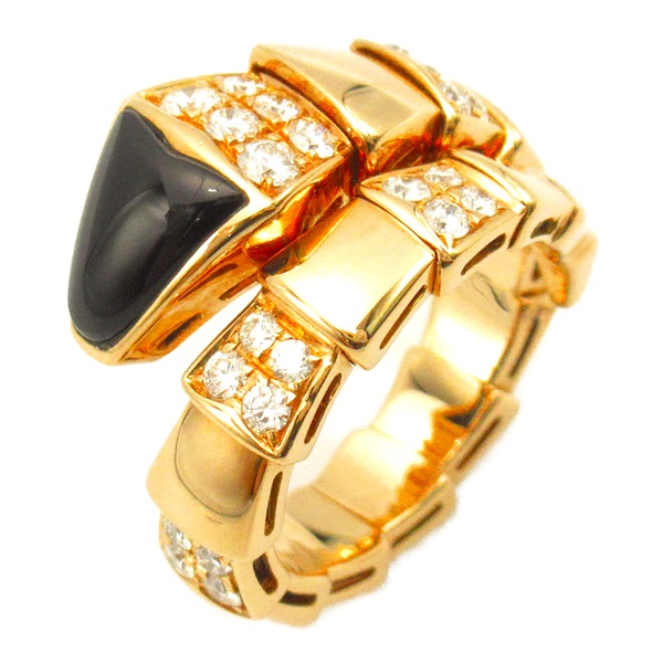 BVLGARI Serpenti Viper Ring Onyx M Ring 18KPG Black Used women US size 5 diamond