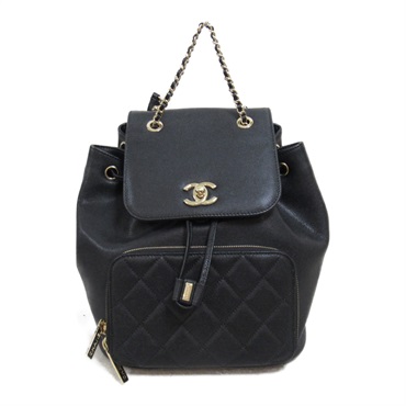 CHANEL Matelasse Chain Rucksack Backpack A93748 leather Black Used Women GHW