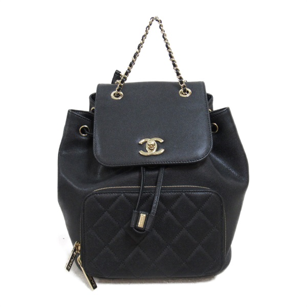 CHANEL Matelasse Chain Rucksack Backpack A93748 leather Black Used Women GHW