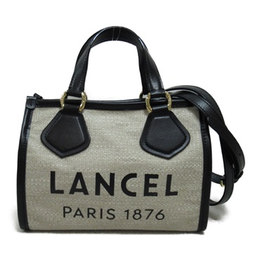 LANCEL 2way Shoulder Bag A120068A leather canvas White Natural Black NEW Women 1