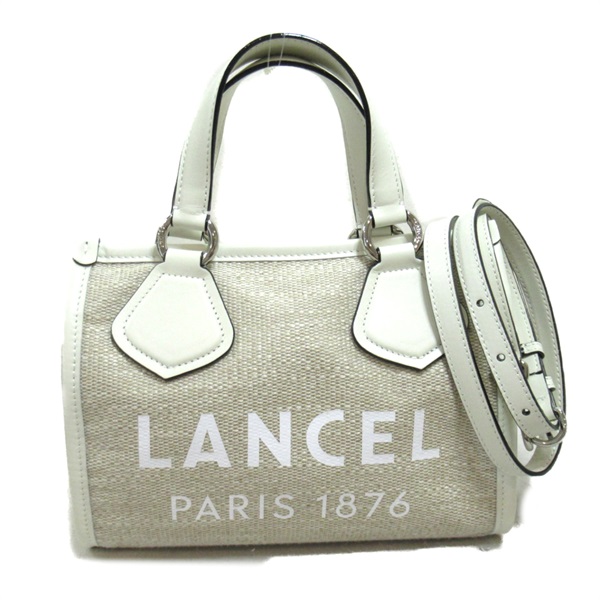 LANCEL 2way Shoulder Bag A120065Z leather canvas White Natural NEW Women