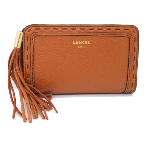 LANCEL L-shaped zipper wallet bifold purse A1113620 leather Brown