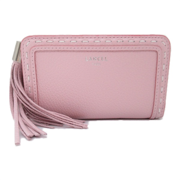 LANCEL L-shaped zipper long wallet tassel A11136HR leather Pink