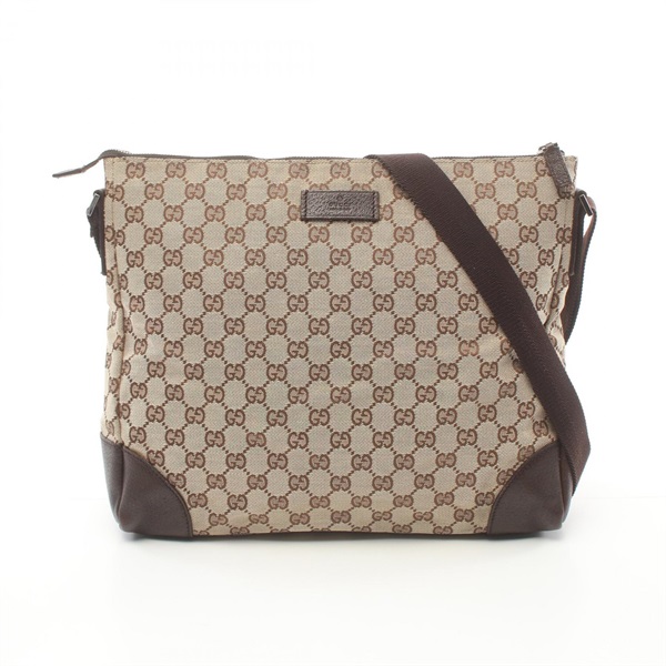 GUCCI GG canvas Shoulder Bag 110054 leather Beige Brown Used unisex crossbody