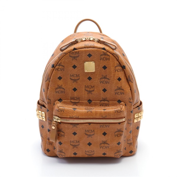 MCM Visetos Rucksack Backpack leather Brown Used Women