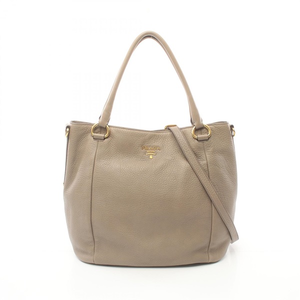 PRADA VIT DAINO 2way shoulder Tote Bag BR4391 leather Beige Used Women