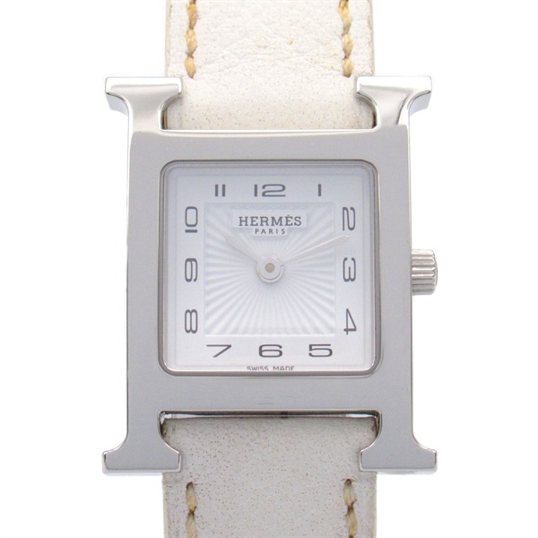 HERMES H Wrist Watch HH1.210 Quartz Stainless Steel Leather Used Women