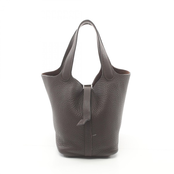 HERMES PicotinPM Handbag 056289CK Clemence leather Brown Cafe Used Women H SHW