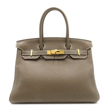 HERMES Birkin 30 Handbag 025789CC Clemence leather Gray Etoupe Grey Used T GHW