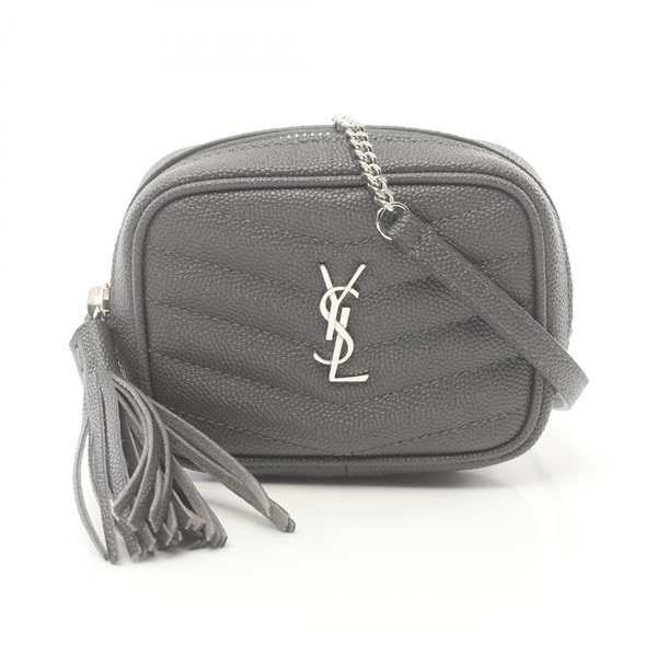 SAINT LAURENT baby lou Shoulder Bag 635088 leather Gray Used Women crossbody