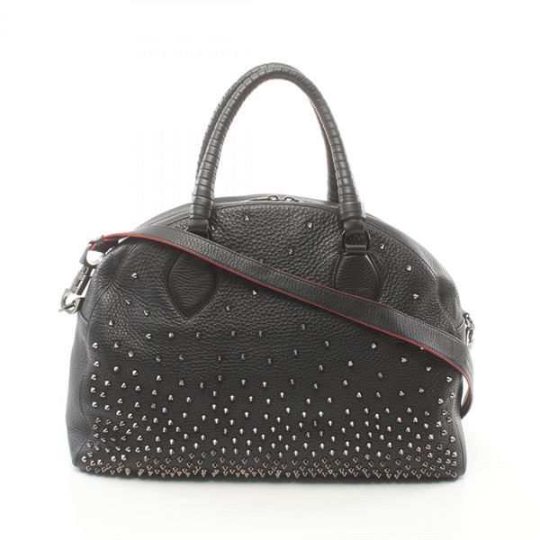 Christian Louboutin Panettone Boston bag 2way leather Black Red Used unisex