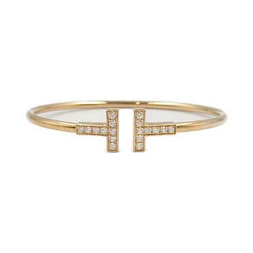 TIFFANY＆CO T-wire Diamond Bracelet K18 PG Rose Gold Clear Used Women