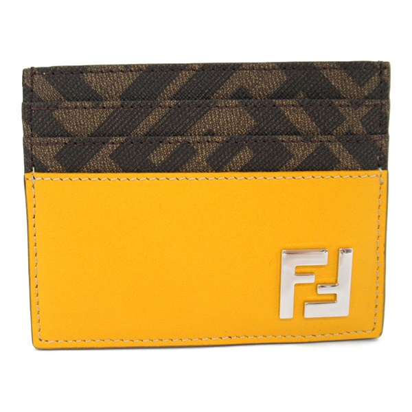 FENDI Card Case A 7M0164AFF2F1M6B leather canvas Brown Yellow NEW mens