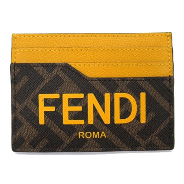FENDI Card holder purse 7M0333AJJ5F1HRE leather canvas Brown Yellow
