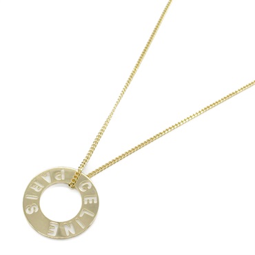 CELINE Logo necklace Pendant 18KYG Yellow Gold Used women