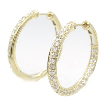 JEWELRY Diamond Pierced earrings K18 Yellow Gold Clear Used