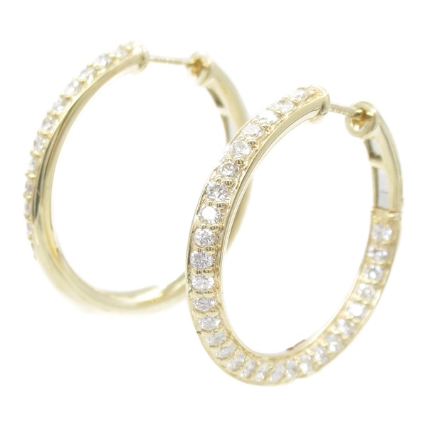 JEWELRY Diamond Pierced earrings K18 Yellow Gold Clear Used