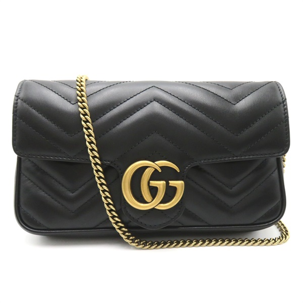 GUCCI GG Marmont Chain Shoulder Bag 751526AACCE1061 leather Black White NEW GHW