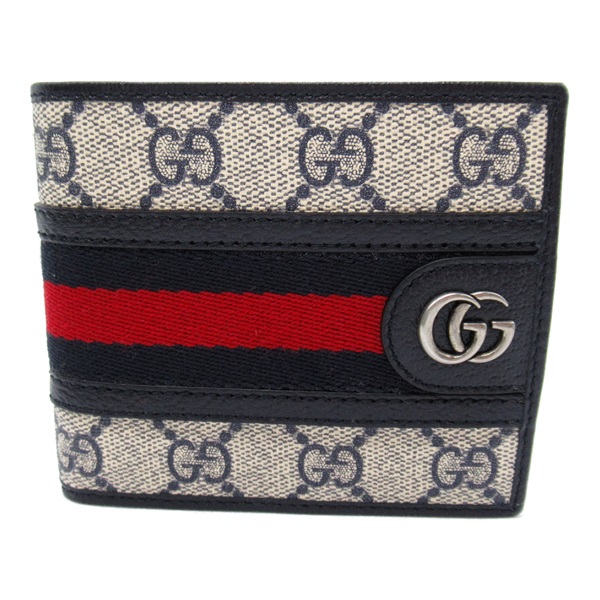 GUCCI bifold compact purse wallet 59760996IWN4076 canvas Navy Beige