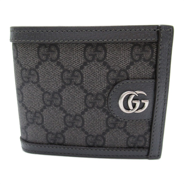 GUCCI bifold compact wallet purse 597609UULBN1244 GG Supreme Canvas Gray Black