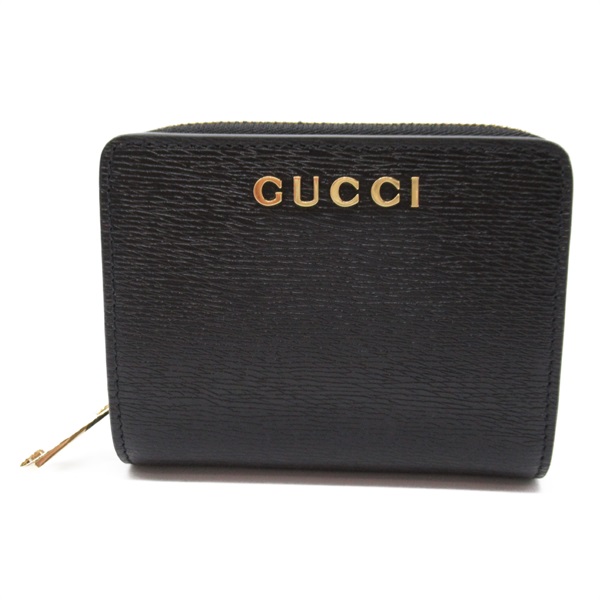 GUCCI around zipper compact wallet purse 7726390OP0N1000 leather Black