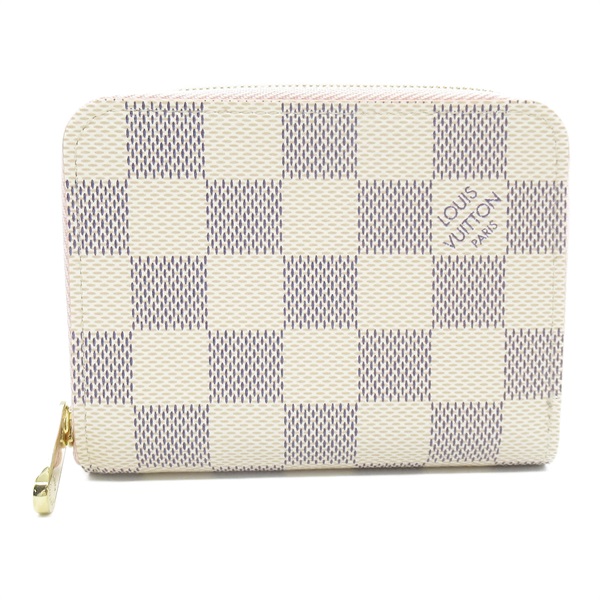 LOUIS VUITTON Zippy coin purse wallet N60229 Damier Azur White Pink Used Women