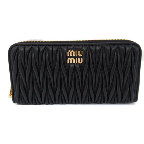 Miu Miu around zipper long wallet purse 5ML5062FPPF0002 leather Black nero