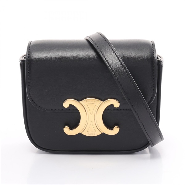 CELINE Mini claude Triomphe Shoulder Bag 10I513DPV.38NO leather Black Used Women