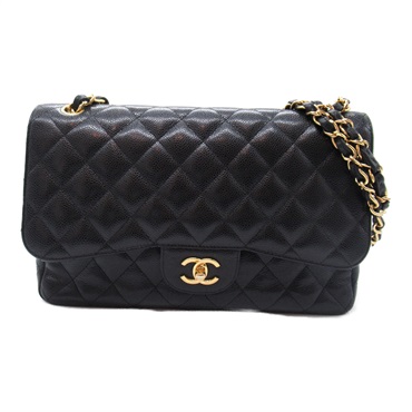 CHANEL Jumbo Matelasse Chain crossbody Shoulder Bag Caviar Skin GHW Black Used