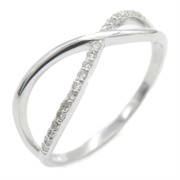 JEWELRY Diamond Ring 18KWG White Gold Used women US size 6.5