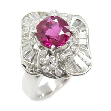 JEWELRY Ruby Diamond Ring Pt900 Platinum Red Used women US size 6.25