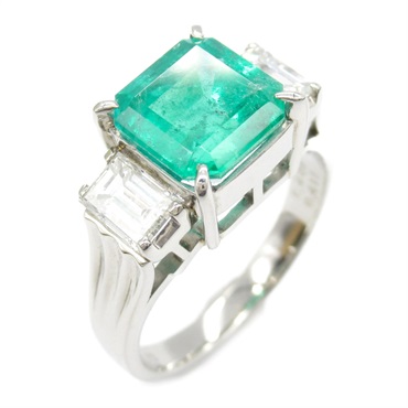 JEWELRY Emerald Diamond Ring Pt900 Platinum Green Used women US size 6.75