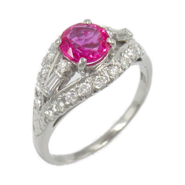 JEWELRY Sapphire Ring PT Platinum Pink Used women US size 6.5