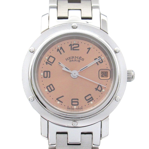 HERMES Clipper Wrist Watch CL4.210 Quartz Stainless Steel Used Women