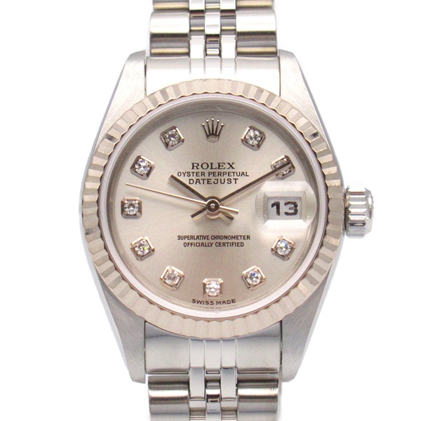 ROLEX Datejust 10P diamond F Wrist Watch 79174G Automatic 18KWG SS Used Women