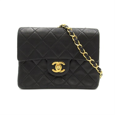 CHANEL Mini Materasse Chain Shoulder crossbody Bag Lambskin GHW Black Used