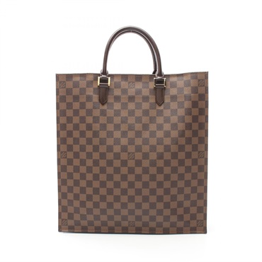 LOUIS VUITTON Sac Plat Tote Bag N51140 Damier canvas leather Brown Ebene Used