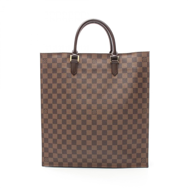 LOUIS VUITTON Sac Plat Tote Bag N51140 Damier canvas leather Brown Ebene Used