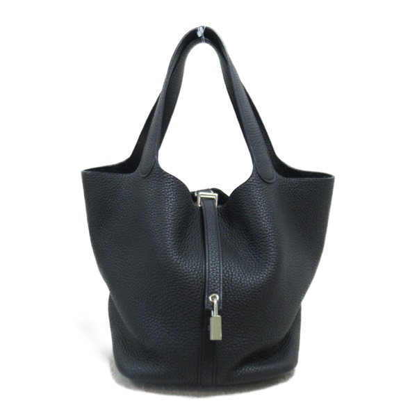 HERMES Picotin Lock MM Hand bag A 060991CK Taurillon Clemence Black Used SHW