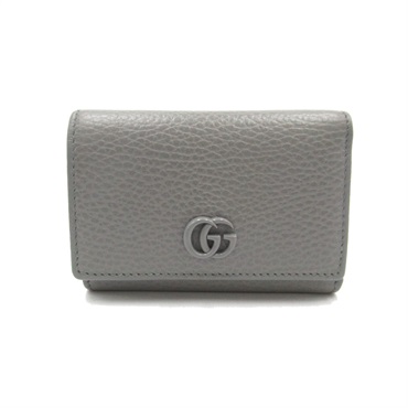 GUCCI GG Marmont Medium Tri-fold wallet purse 644407 leather Gray Used