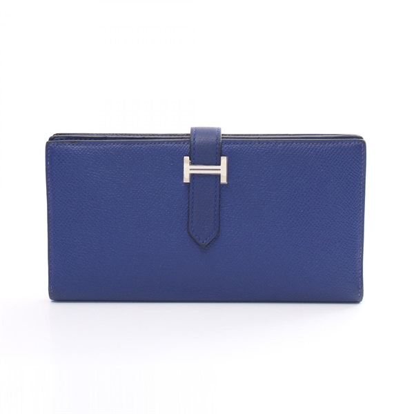 HERMES Bearn souffle Bifold long wallet Epsom leather Blue electric Used Women R