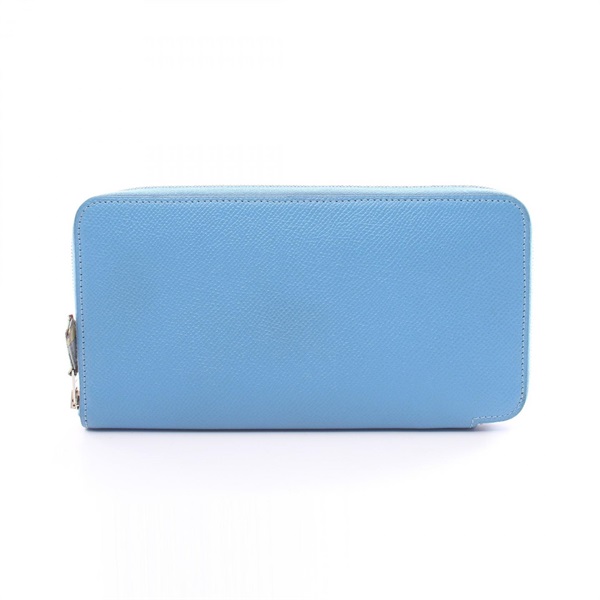 HERMES Azap long silk in Round long wallet Epsom leather Blue Used Women R SHW