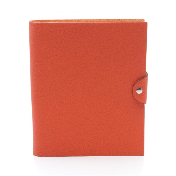 HERMES Ulysse MM Orange poppy Notebook cover Togo leather Used unisex SHW