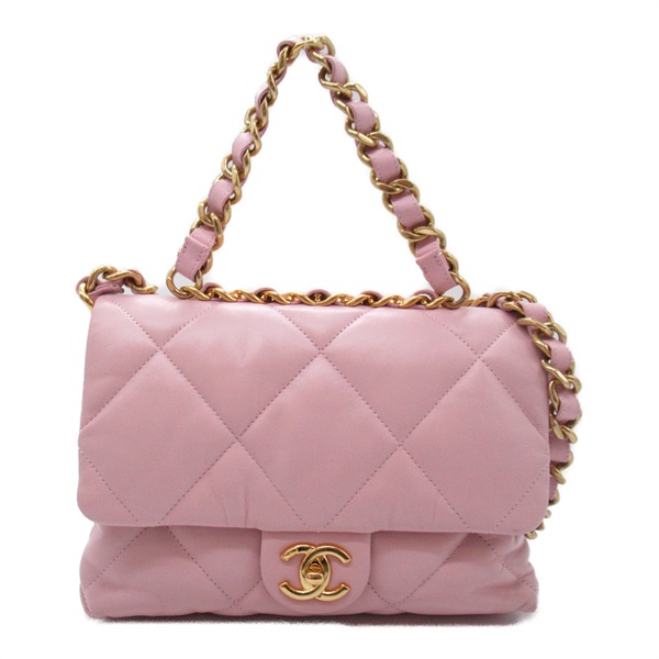 CHANEL Chain Shoulder crossbody Bag Calfskin Pink Used GHW